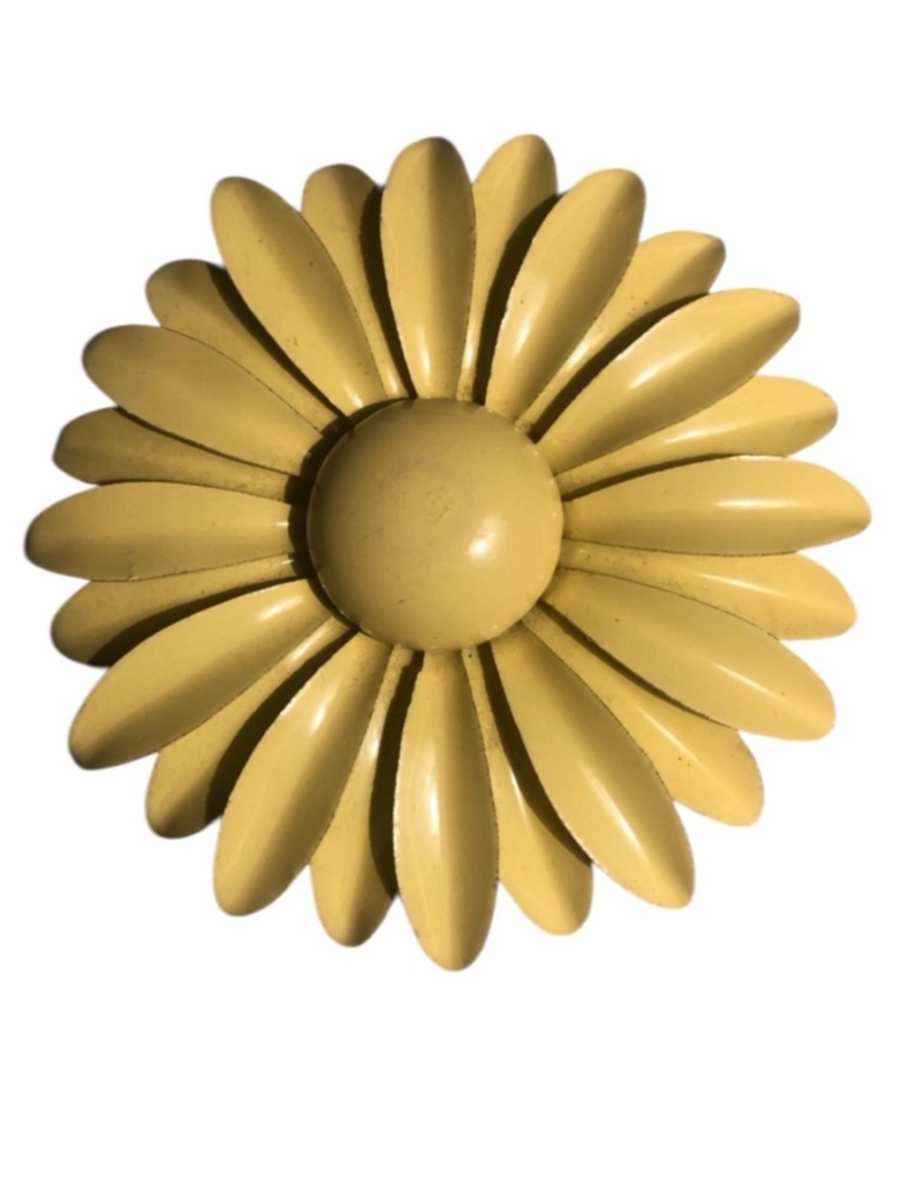 Vintage Yellow Enameled Metal Daisy Brooch